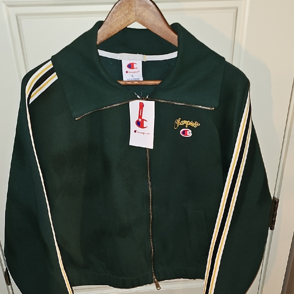 Champion Jackets & Blazers - Champion Forest Green Jacket with Yellow Accents